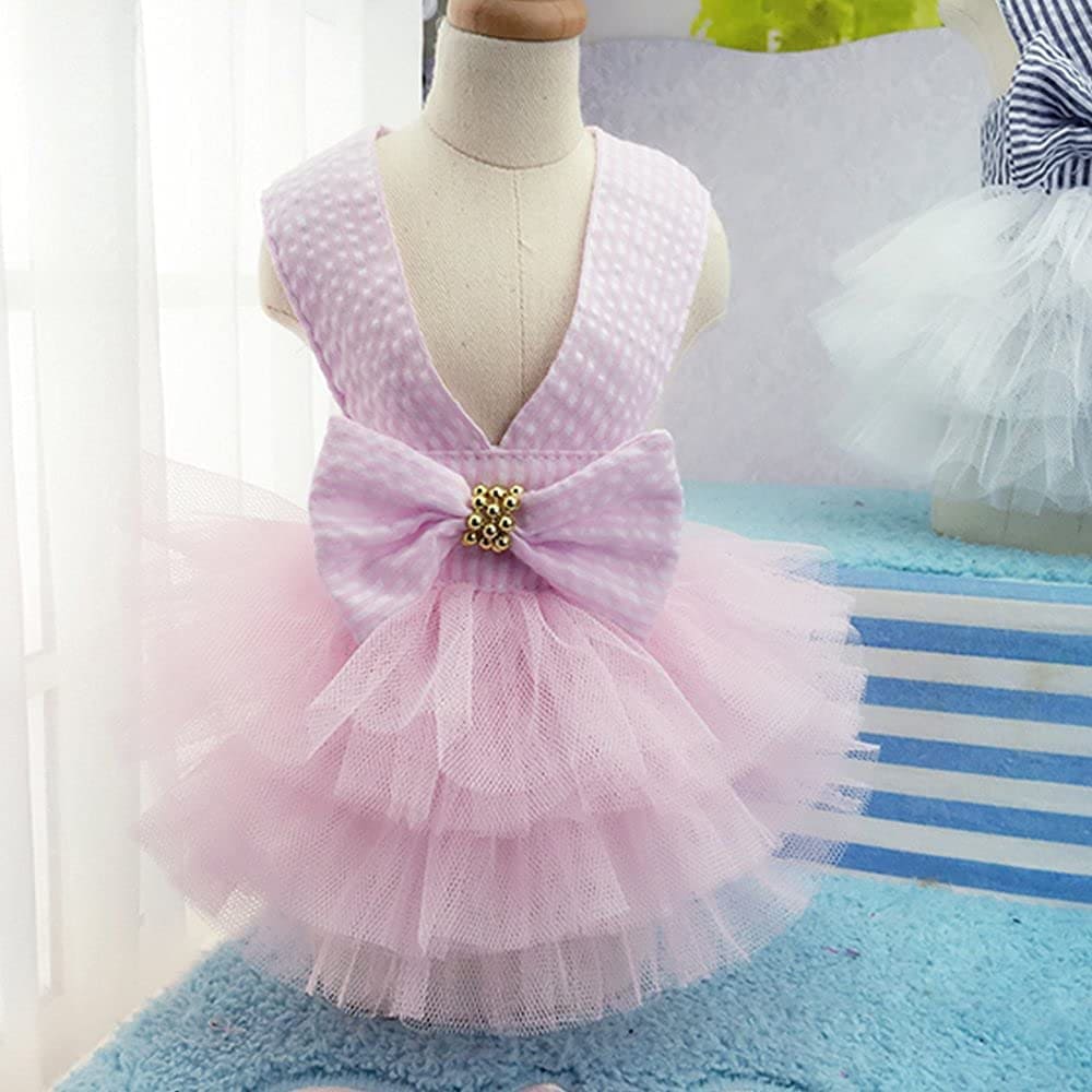 🎀 Pink Ruffled Dog Dress | Luxury Princess Tutu Dress for Small Dogs