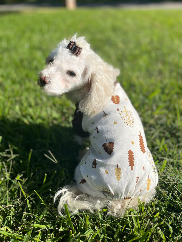 Luxury Winter Forest Pajamas - Dark Brown Tree Print