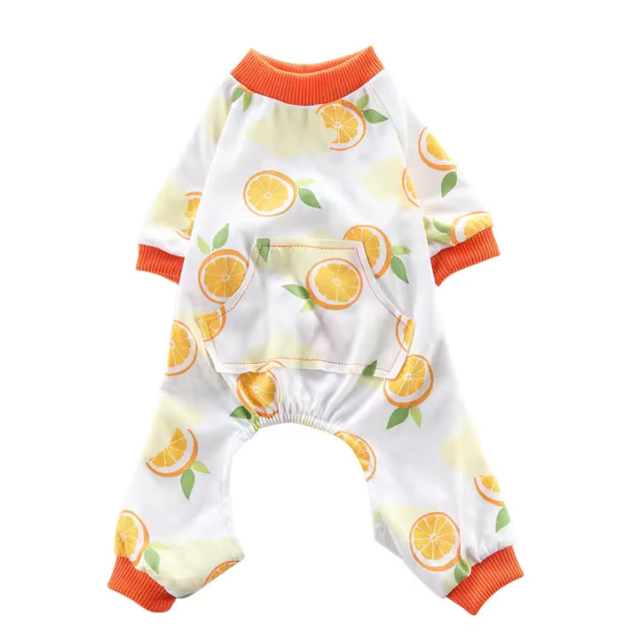 🍊 Citrus Print Dog Pajamas | Cozy & Stylish Sleepwear for Small Dogs