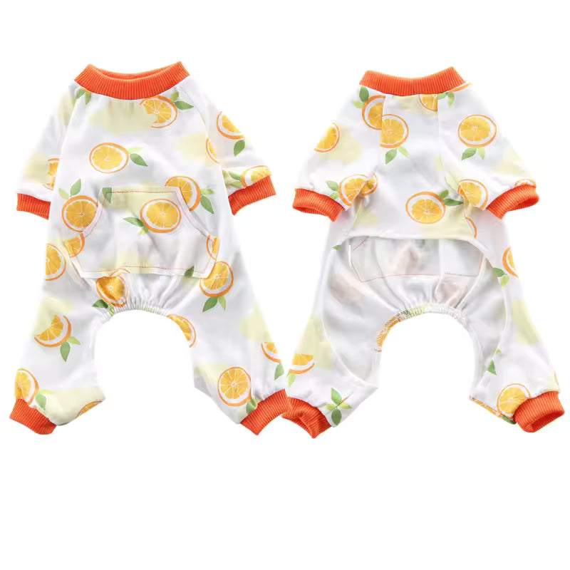 🍊 Citrus Print Dog Pajamas | Cozy & Stylish Sleepwear for Small Dogs