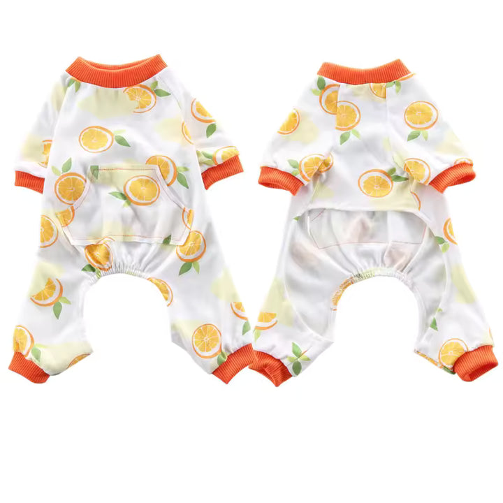 🍊 Citrus Print Dog Pajamas | Cozy & Stylish Sleepwear for Small Dogs