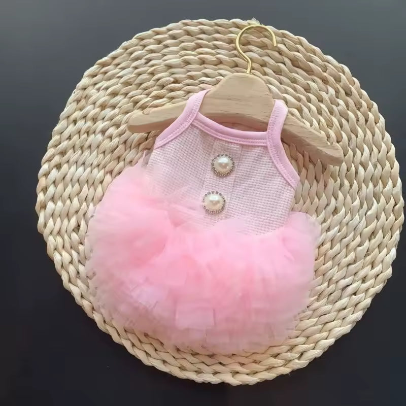 👑 Cinderella Dog Dress | Luxury Princess Tutu for Small Dogs