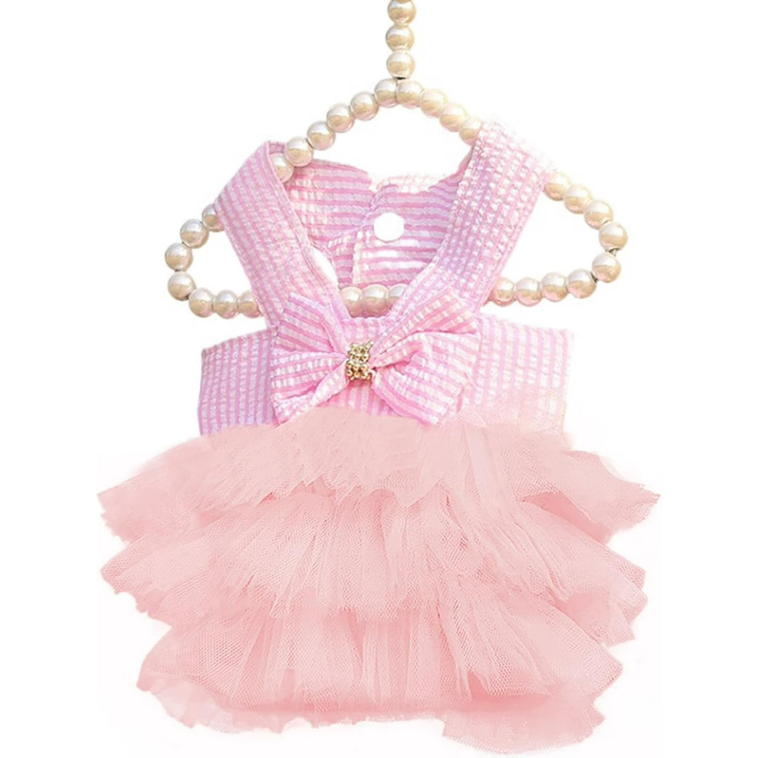 🎀 Pink Ruffled Dog Dress | Luxury Princess Tutu Dress for Small Dogs