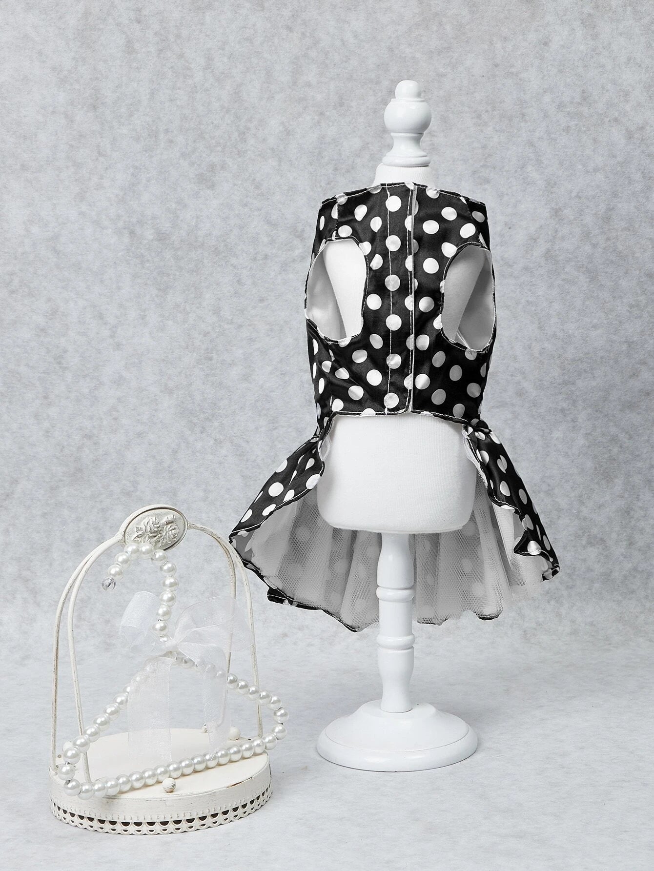 The Black & White Dots Dog Dress - Pretty Paws Luxury Couture