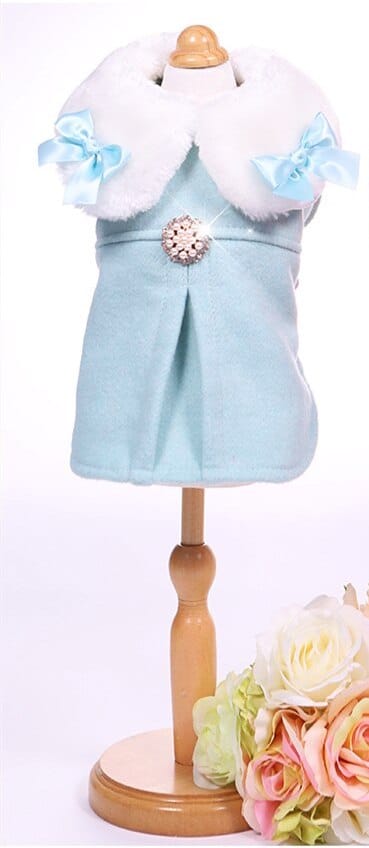 Wool Dog Winter Coat In Tiffany Blue