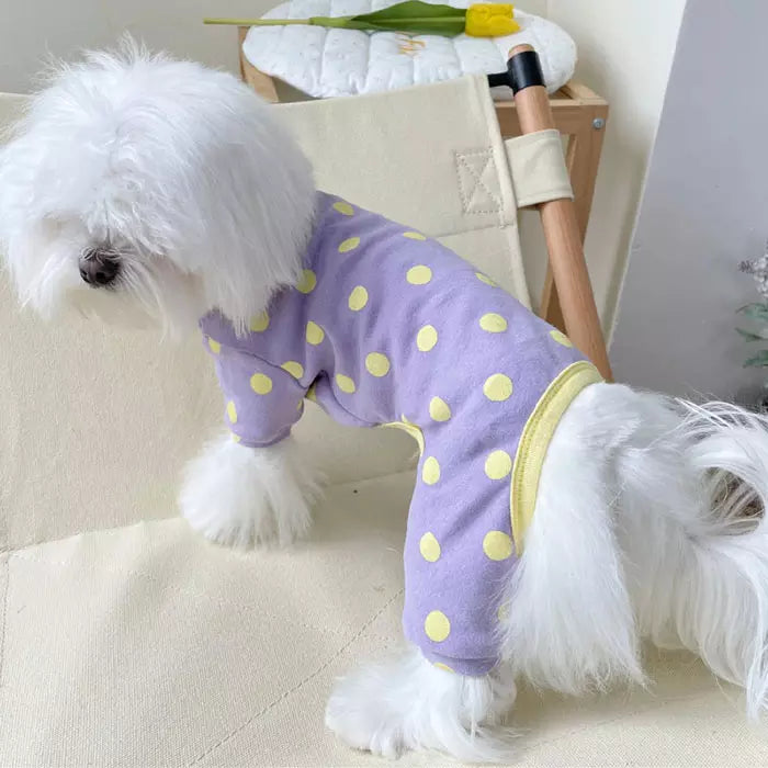 The Polka Dot Dog Pajamas - Purple & Yellow - Pretty Paws Luxury Couture