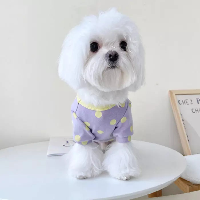 The Polka Dot Dog Pajamas - Purple & Yellow - Pretty Paws Luxury Couture