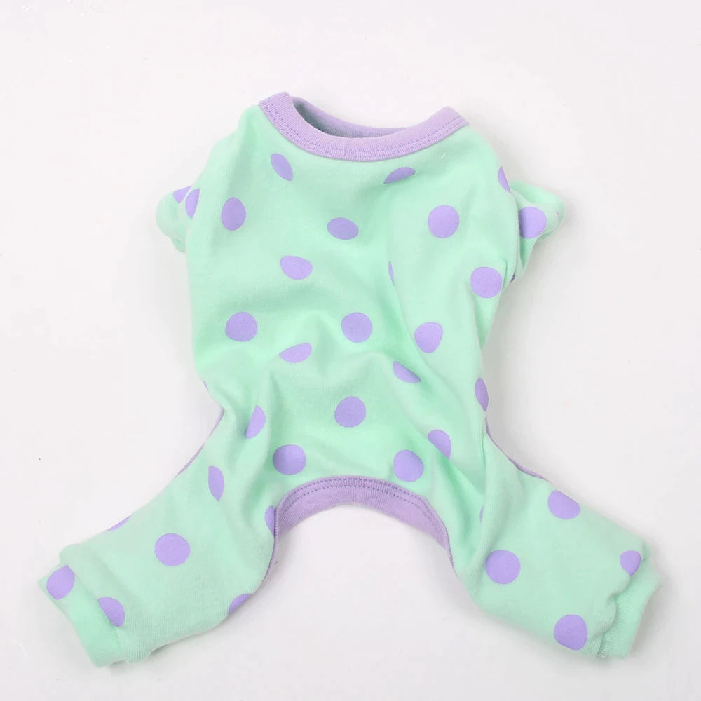 The Polka Dot Pajamas - Mint & Purple - Pretty Paws Luxury Couture