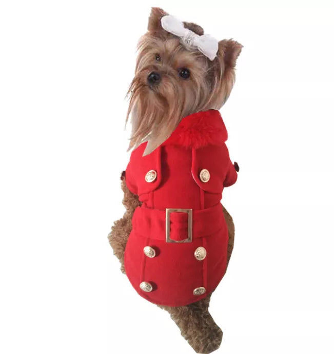 Luxury Faux Fur Winter Coat - Red - Pretty Paws Luxury Couture