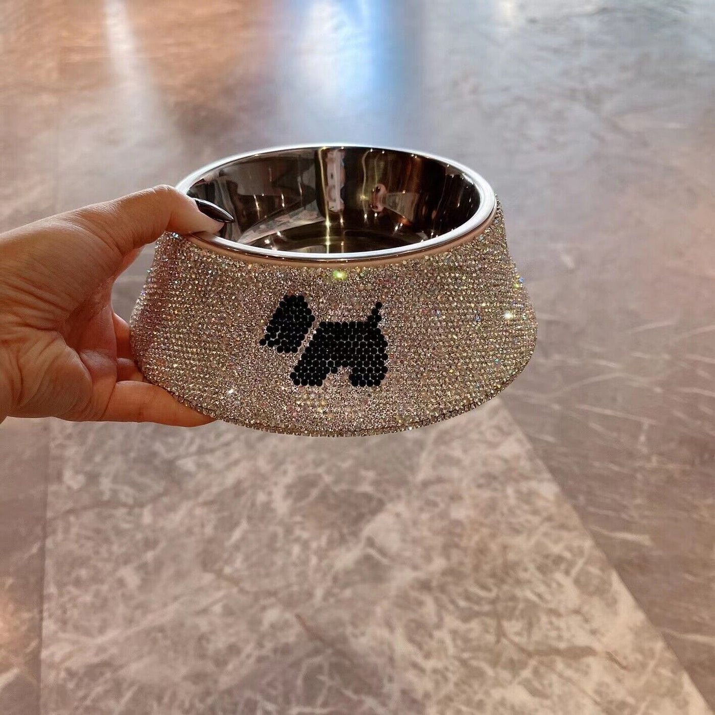 Rhinestone Silhouette Dog Bowl - Pretty Paws Luxury Couture