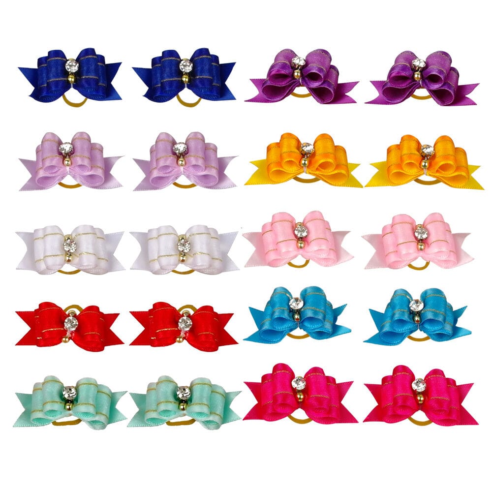 Solid Rhinestone Hair Bows - Pretty Paws Luxury Couture
