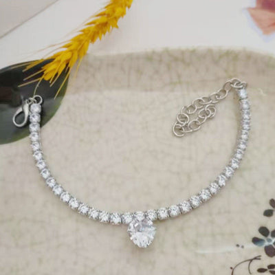 Rhinestone Heart Pendant Tennis Necklace - Pretty Paws Luxury Couture